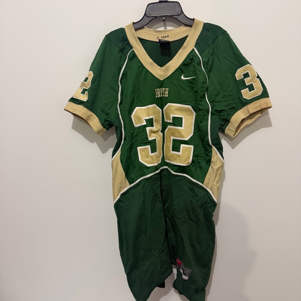 Nike Green and Cream Fighting Irish Football Team Jersey